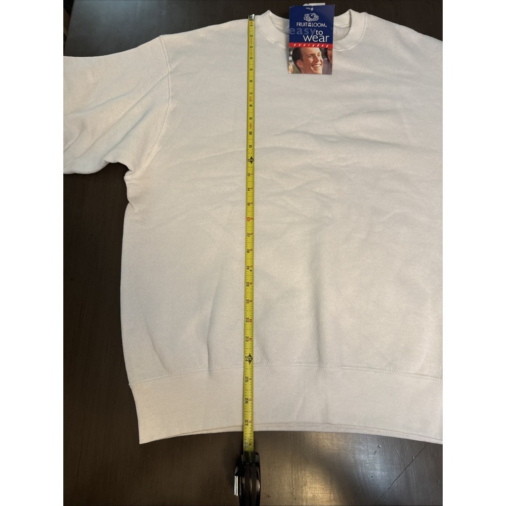 Fruit of The Loom Mens L White CrewNeck Sweater 90s Vintage Deadstock Retro Y2K - Picture 7 of 12